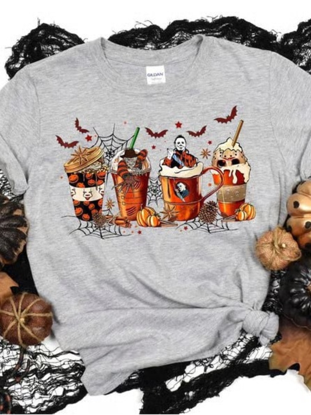 Horror movie scary Halloween Graphic Tee - Gray